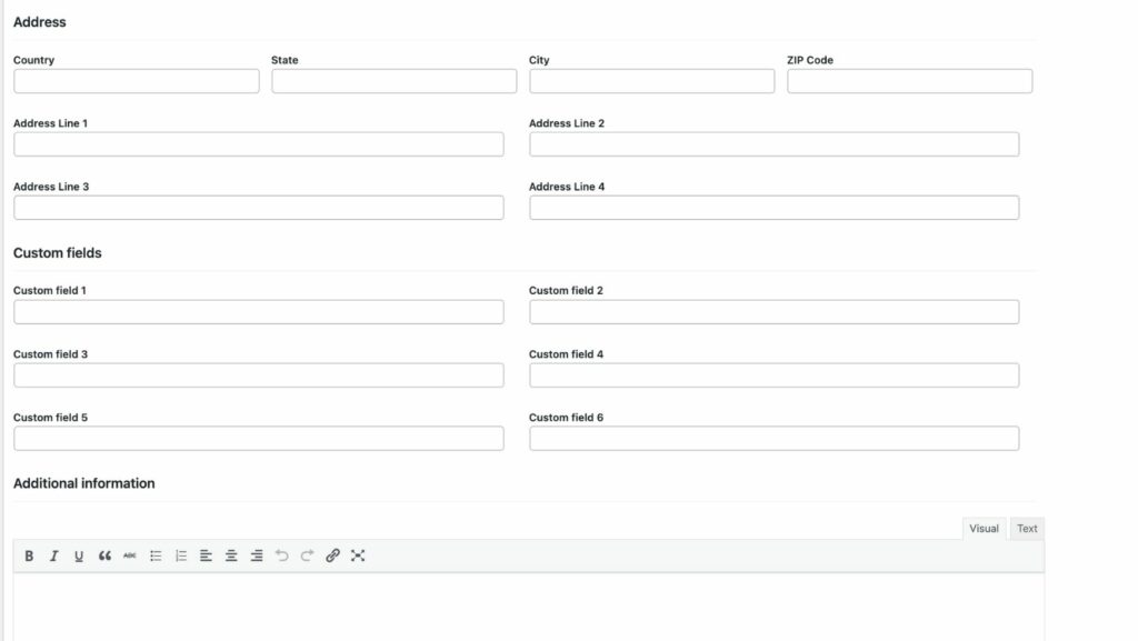 Contact List Plugin Fields