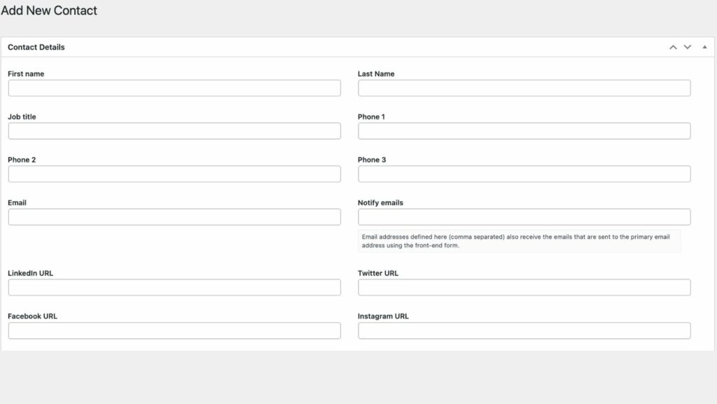 Contact List Plugin Fields